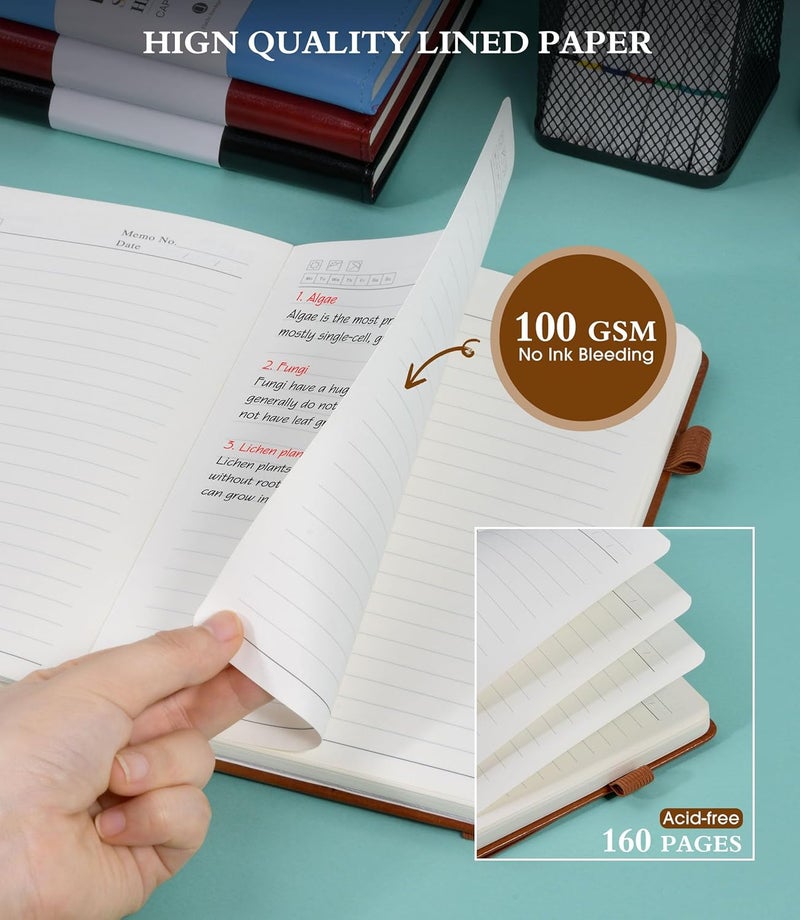 Ansopu Lined Journal Notebook for Writing, A5 100 GSM Thick Paper, Leather Hardcover Journal for Woman Men, Travel Journal Diary 160 Pages(5.75'' X 8.38''Brown) - Image 4